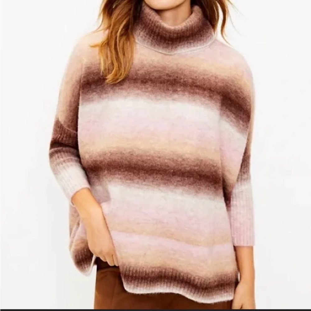 Ombré Striped Turtleneck Sweater